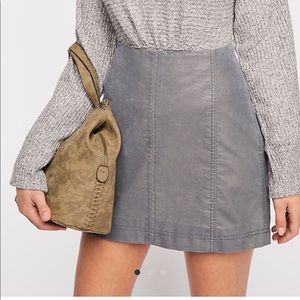 WHITE Free People Vegan Leather Skirt